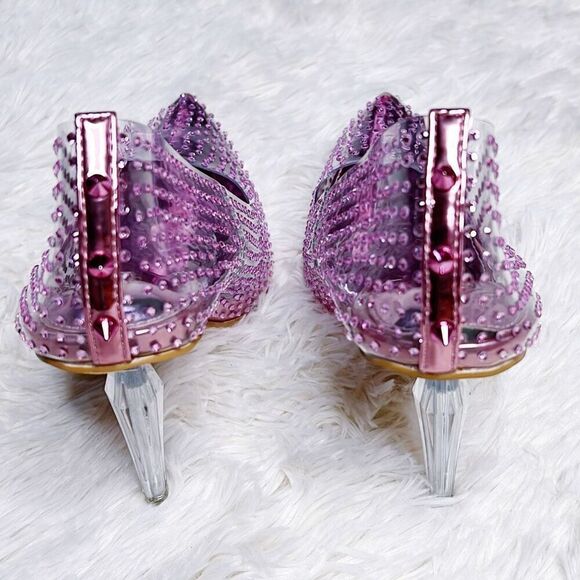 Olivia Ferguson Transparent Rhinestone Pumps Barbie pink Clear Transparent Cinde - Picture 6 of 9